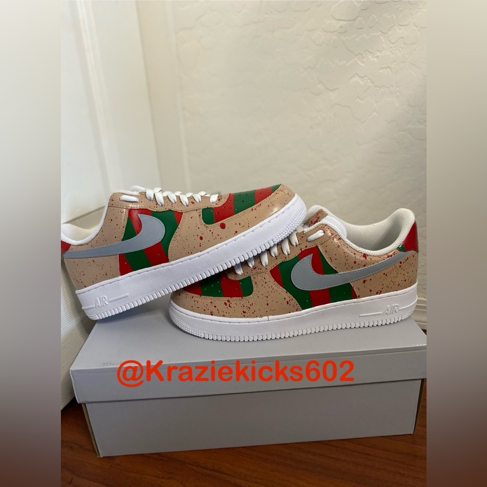 Mens custom Freddy Kruger nike air force one shoes